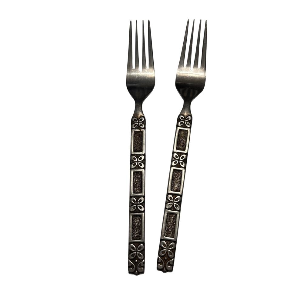 National Stainless Bravissimo Forks Set 2 Japan MCM Flatware Floral
